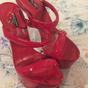 Red  with glass heels.